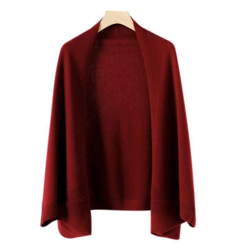 Soft Knit Cardigan Faux Cashmere Double Scarf Coat