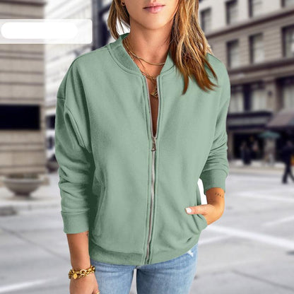 Damen Bomberjacke Zip Modern Style - IdealeKleiden