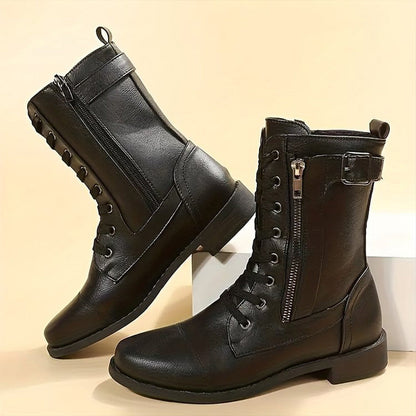 Stylish Boots With Block Heel Mid-Calf