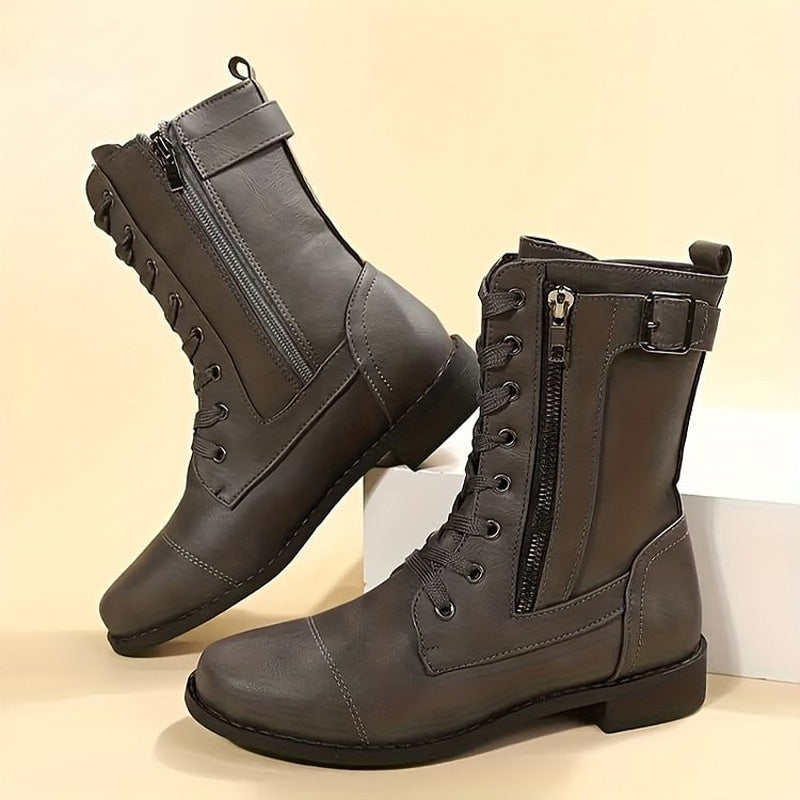 Stylish Boots With Block Heel Mid-Calf
