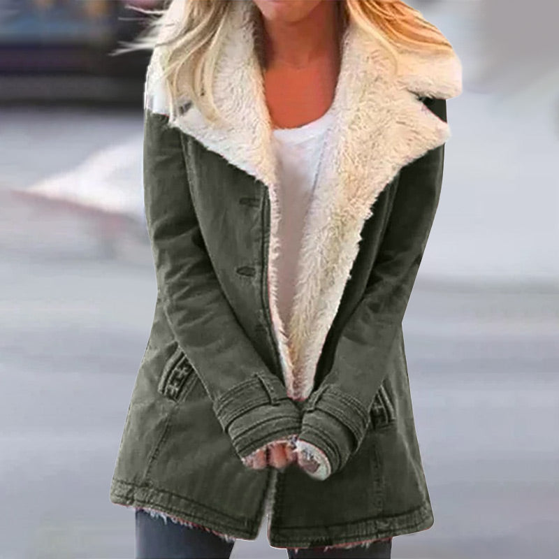 Stylish Women's Winter Jacket Lapel Collar