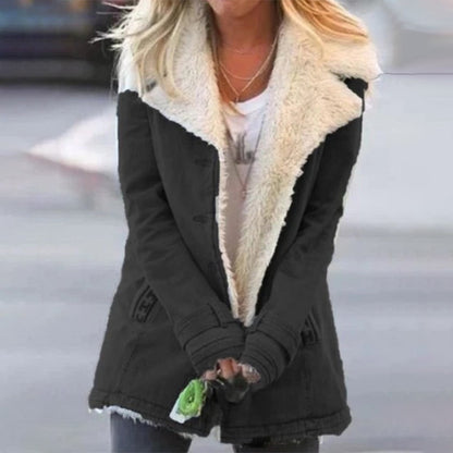 Stylish Women's Winter Jacket Lapel Collar
