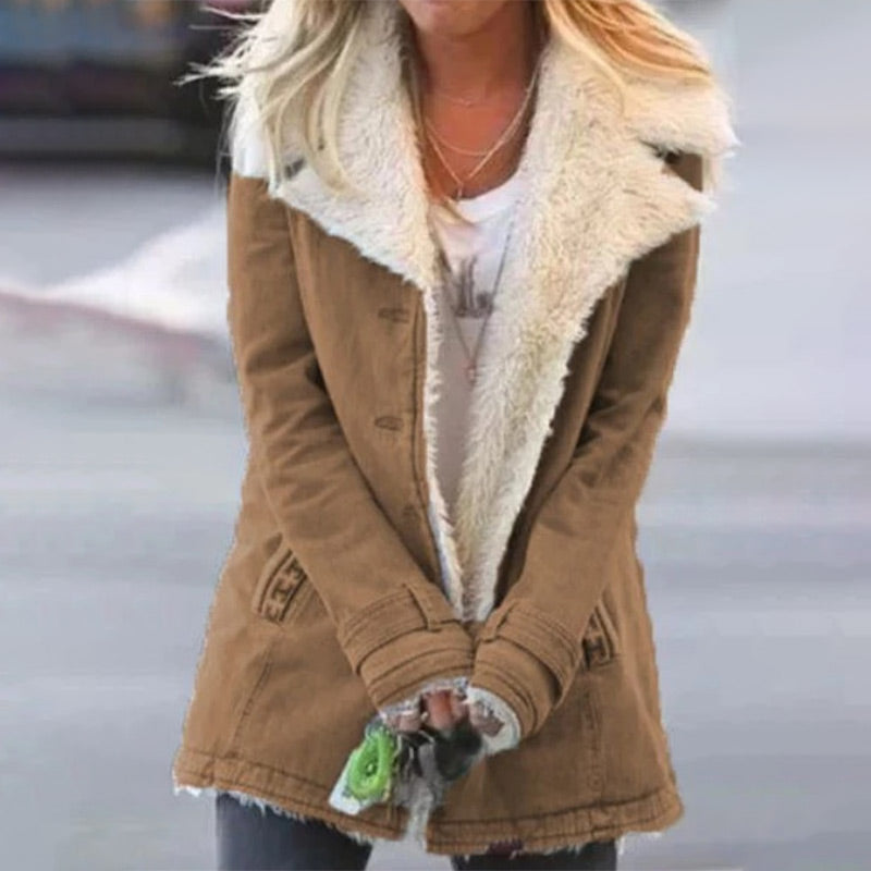Stylish Women's Winter Jacket Lapel Collar