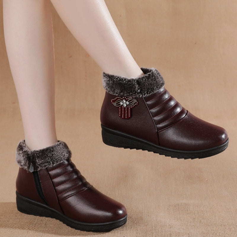Modern women's boots with faux fur lining