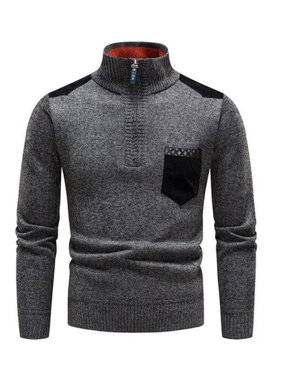 Patchwork Turtleneck Sweater for Men, Modern