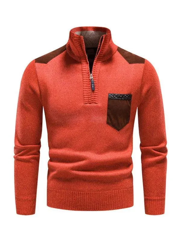 Patchwork Turtleneck Sweater for Men, Modern