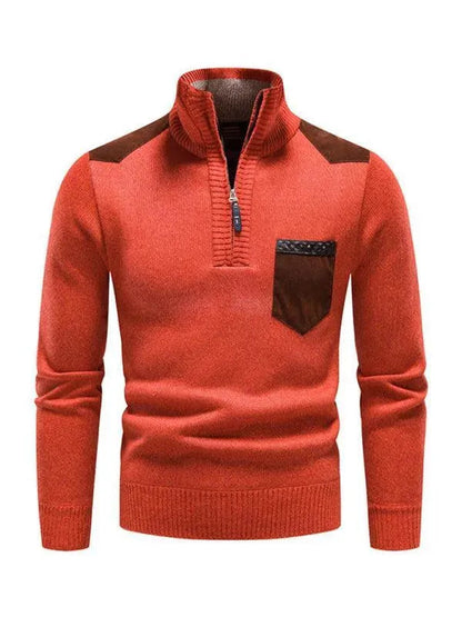 Patchwork Turtleneck Sweater for Men, Modern
