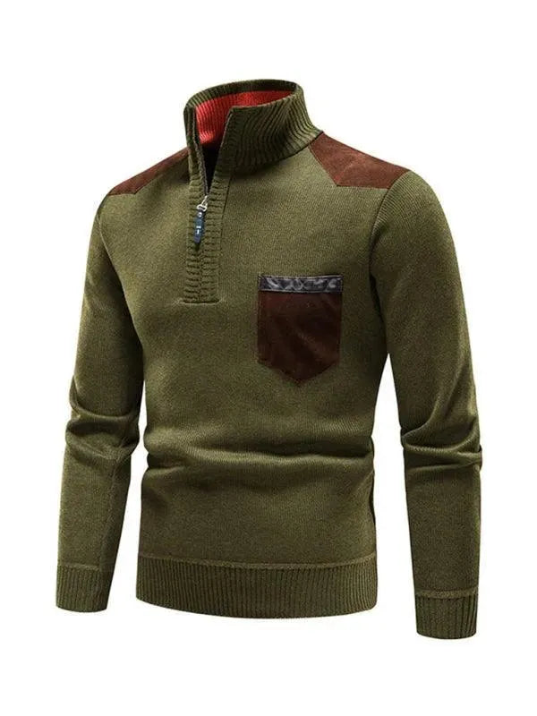 Patchwork Pullover Männer Rollkragen Modern - IdealeKleiden