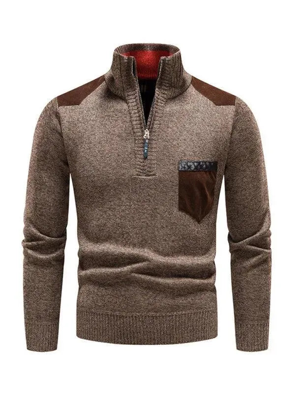 Patchwork Turtleneck Sweater for Men, Modern