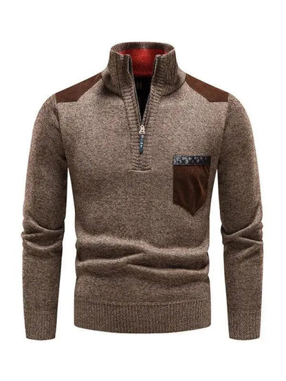 Patchwork Turtleneck Sweater for Men, Modern