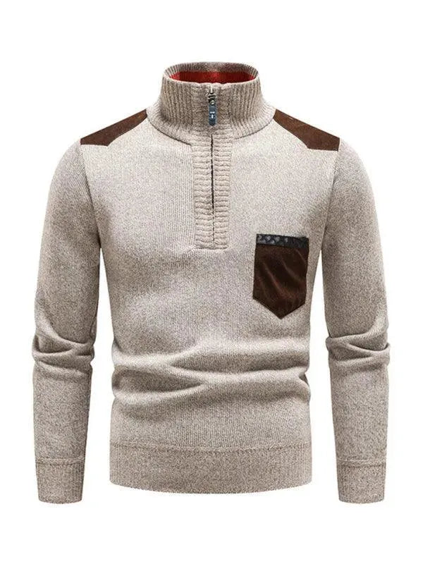 Patchwork Turtleneck Sweater for Men, Modern