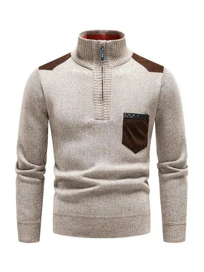 Patchwork Turtleneck Sweater for Men, Modern
