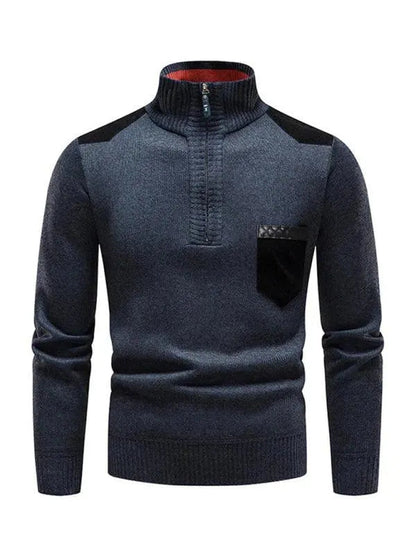 Patchwork Turtleneck Sweater for Men, Modern