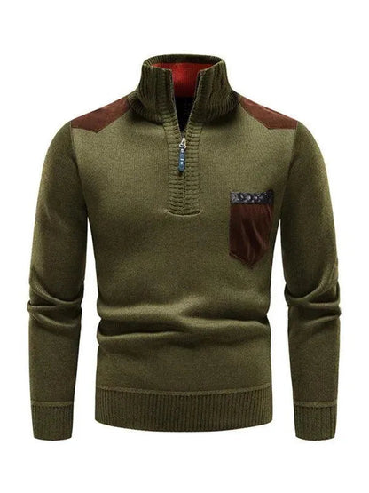 Patchwork Turtleneck Sweater for Men, Modern