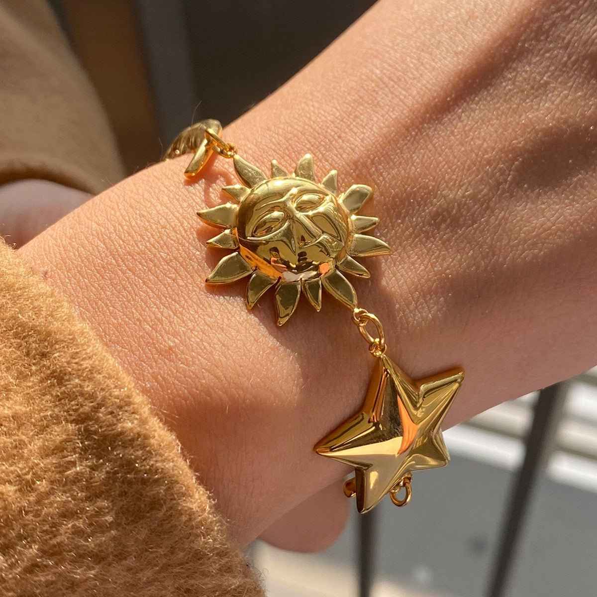 Sternenarmband mit Mond und Sonne, Zodiak Design - IdealeKleiden