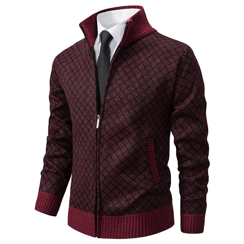 Cardigan Diamond Pattern Elegant