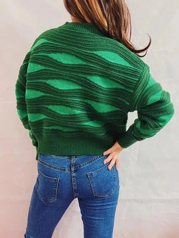 Stilvolle Damenkleidung | Rundhals Strickjacke Kurz - IdealeKleiden