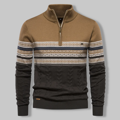 Modischer Streifenpullover mit Reißverschluss