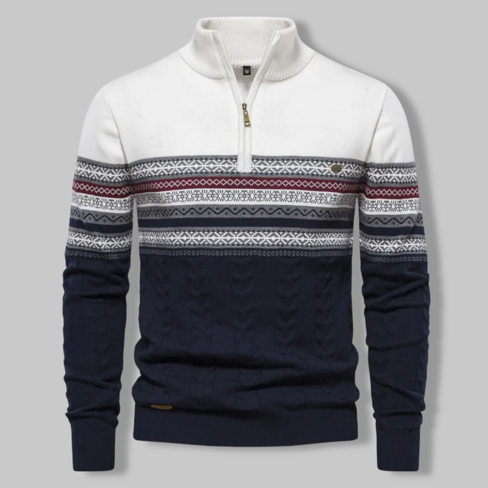 Modischer Streifenpullover mit Reißverschluss