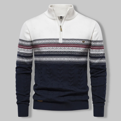 Modischer Streifenpullover mit Reißverschluss