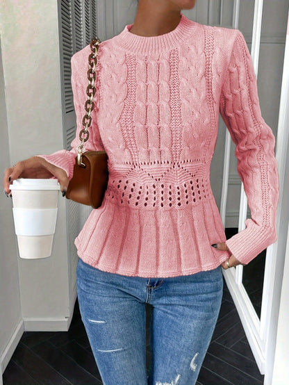 Classic Cable Knit Round Neck Sweater