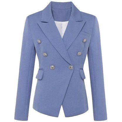 Elegant Double-Breasted Women's Fashion Blazer Black