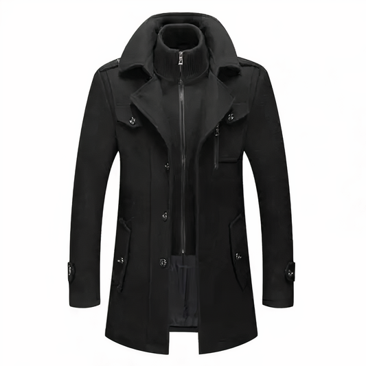Stylischer Herren Wintermantel Doppelkragen - IdealeKleiden