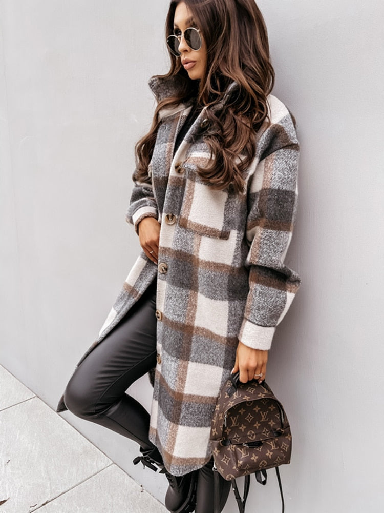Plaid Jacket Women Trendy Nostalgic