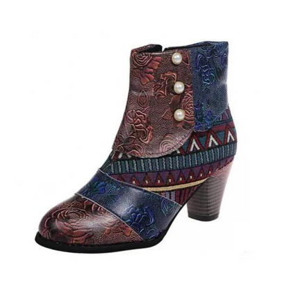 Retro Lederstiefel Damen Chic Vintage