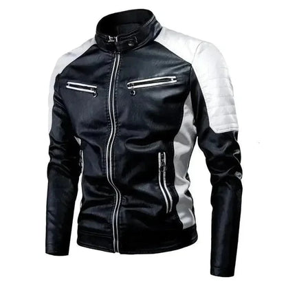 Stylish Men's Leather Jacket Slim Fit Biker Look