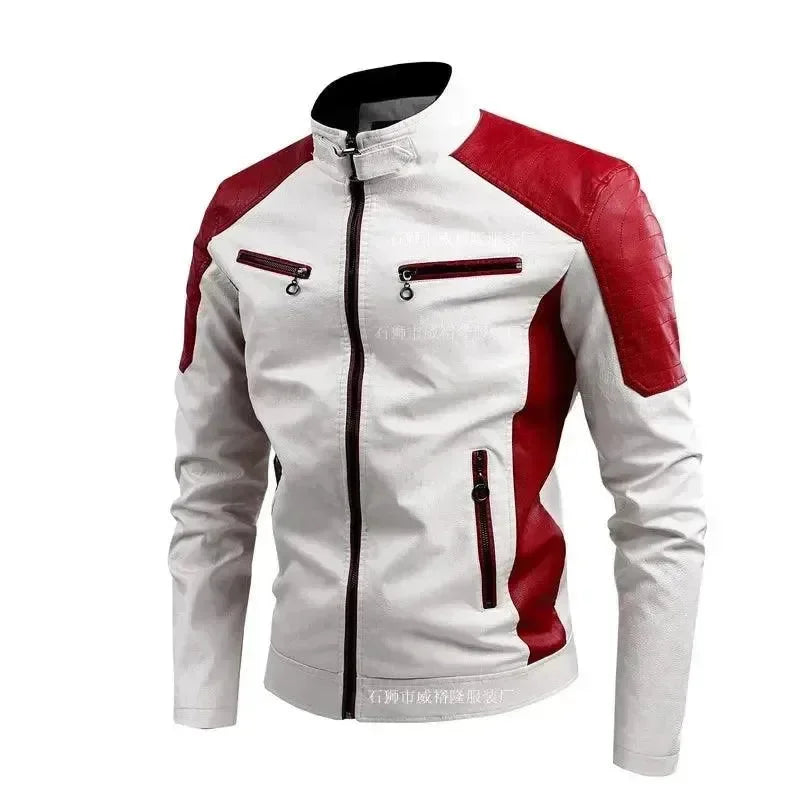 Stylish Men's Leather Jacket Slim Fit Biker Look