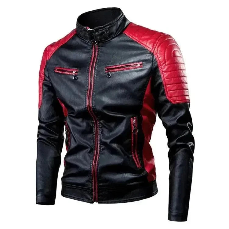 Stylish Men's Leather Jacket Slim Fit Biker Look