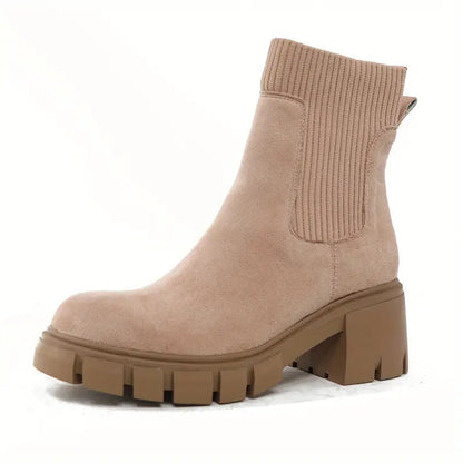 Stylische Damenstiefel Wildleder Winter
