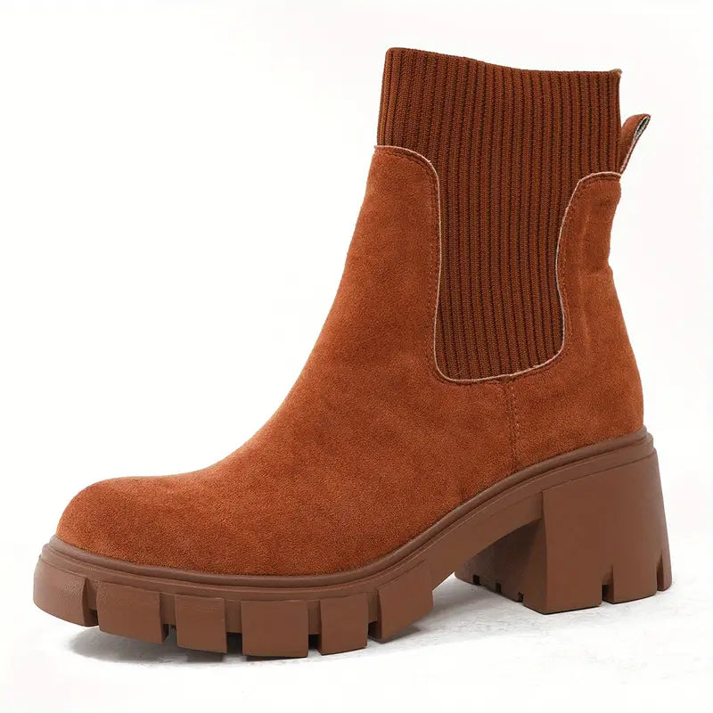 Stylische Damenstiefel Wildleder Winter