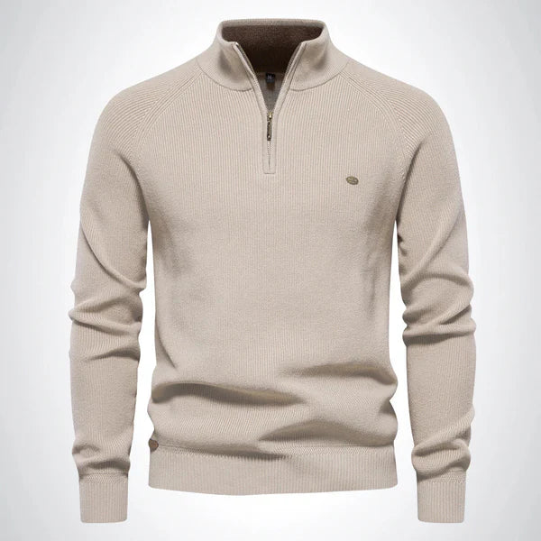 Men's Slim Fit Knitted Half-Zip Pullover