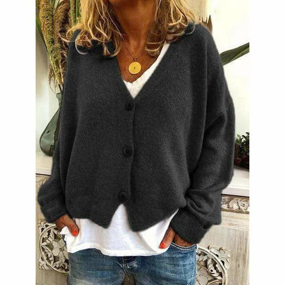Comfortable Cardigan Wool Blend Cashmere Look