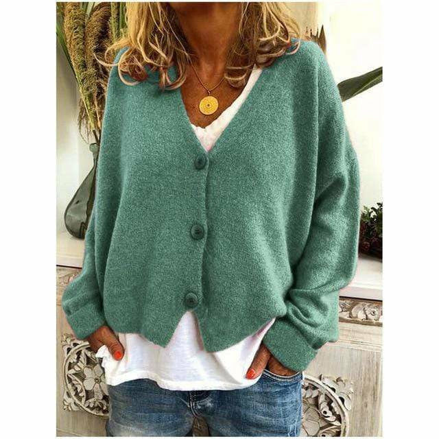 Comfortable Cardigan Wool Blend Cashmere Look