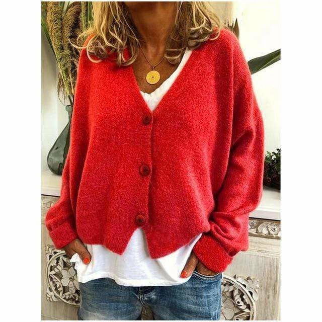 Comfortable Cardigan Wool Blend Cashmere Look