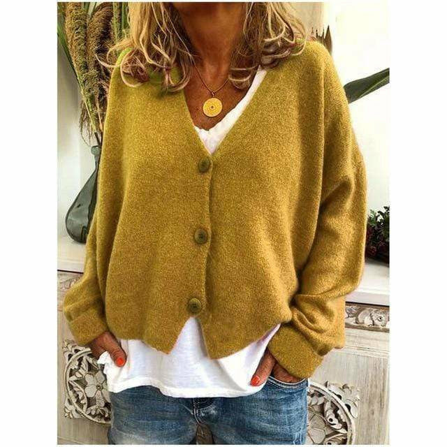 Comfortable Cardigan Wool Blend Cashmere Look
