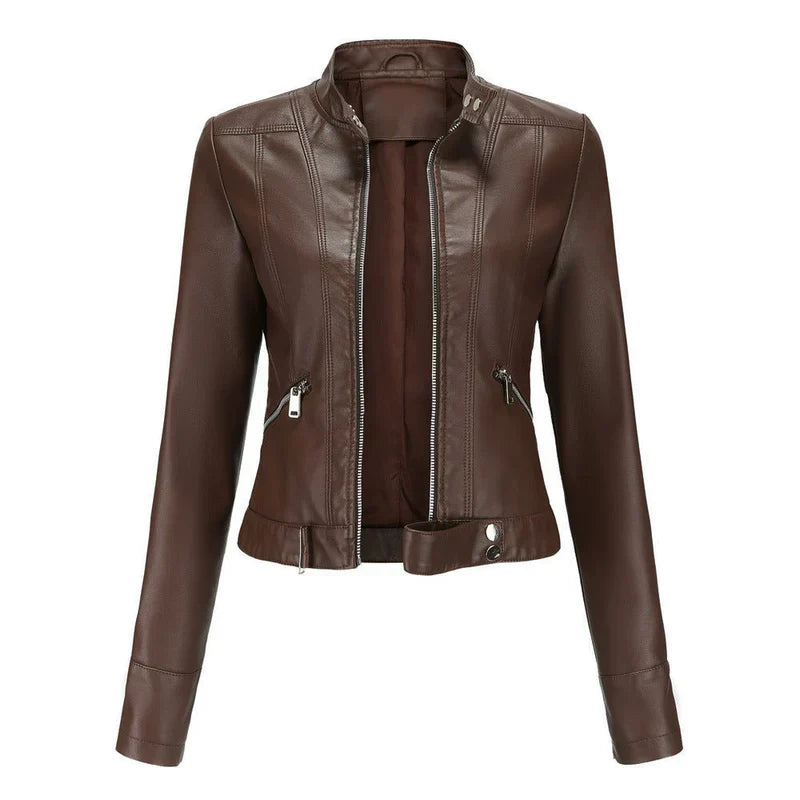 Ledermantel Damen Modern Frauen Lederjacke