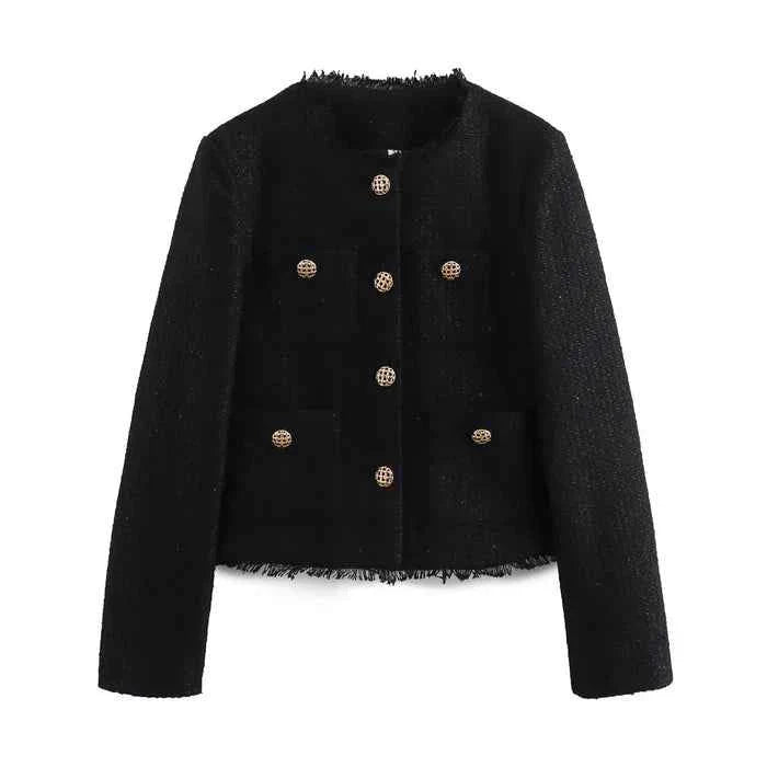 Slim Bouclé Blazer with Luxury Buttons