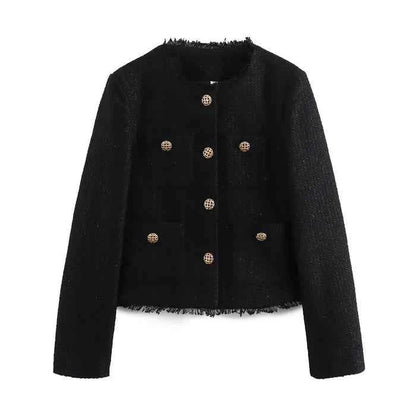 Slim Bouclé Blazer with Luxury Buttons