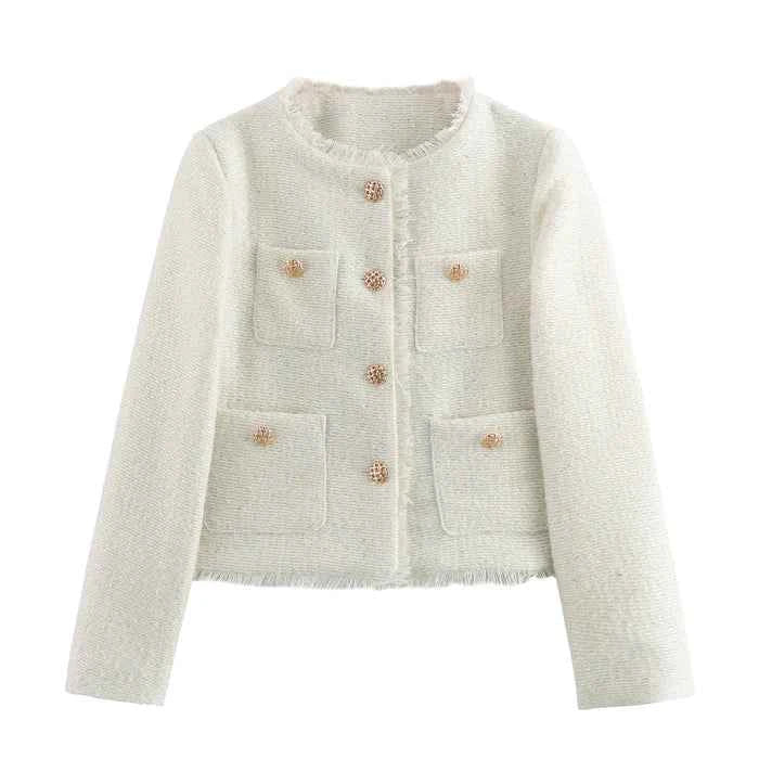 Slim Bouclé Blazer with Luxury Buttons
