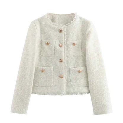 Slim Bouclé Blazer with Luxury Buttons
