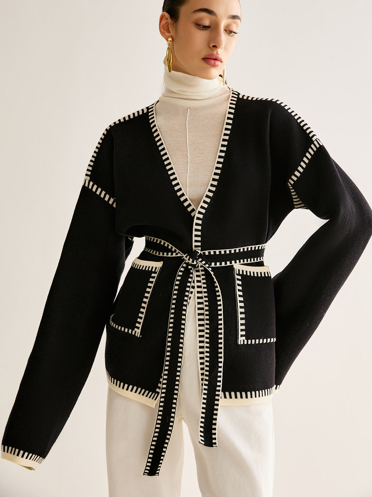 Stylish Cardigan for Women with Belted Look