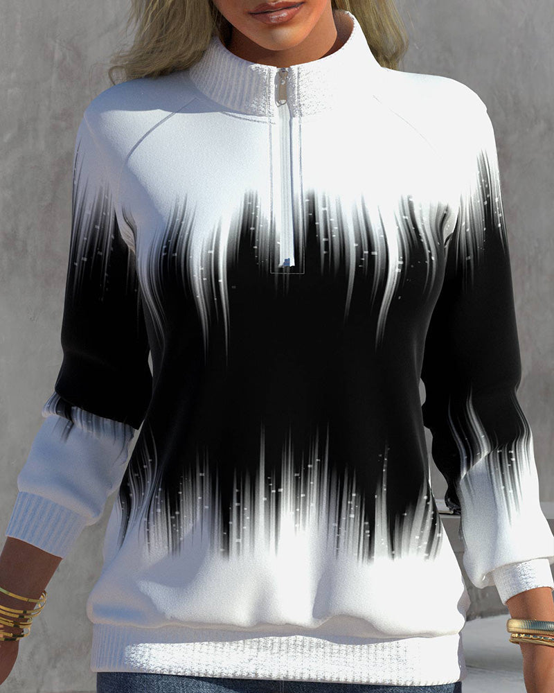 Fashionable Women's Zip V-Neck Sweater