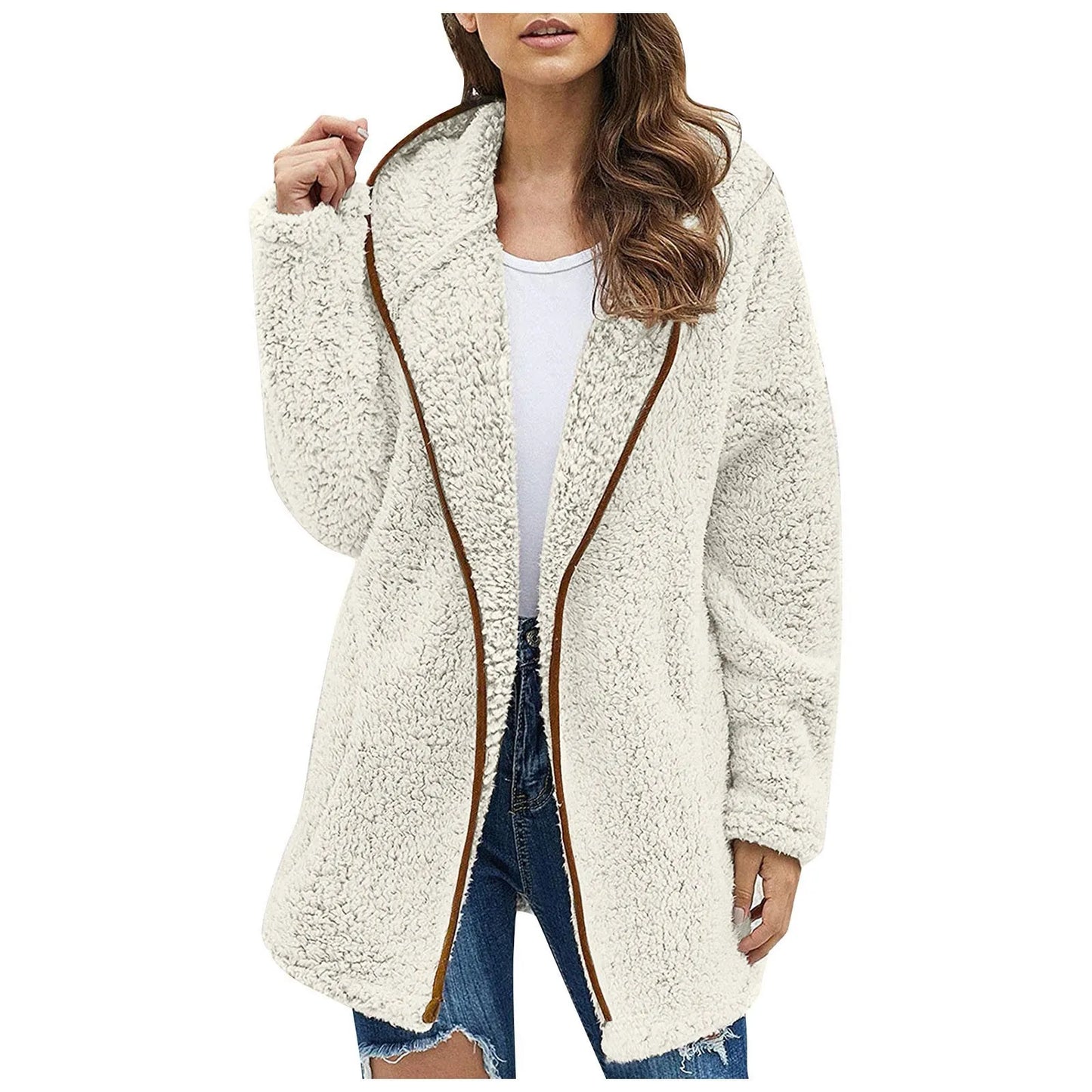 Stylish Women's Long Fashionable Fleece Jacket