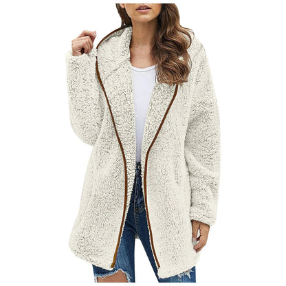 Stylish Women's Long Fashionable Fleece Jacket