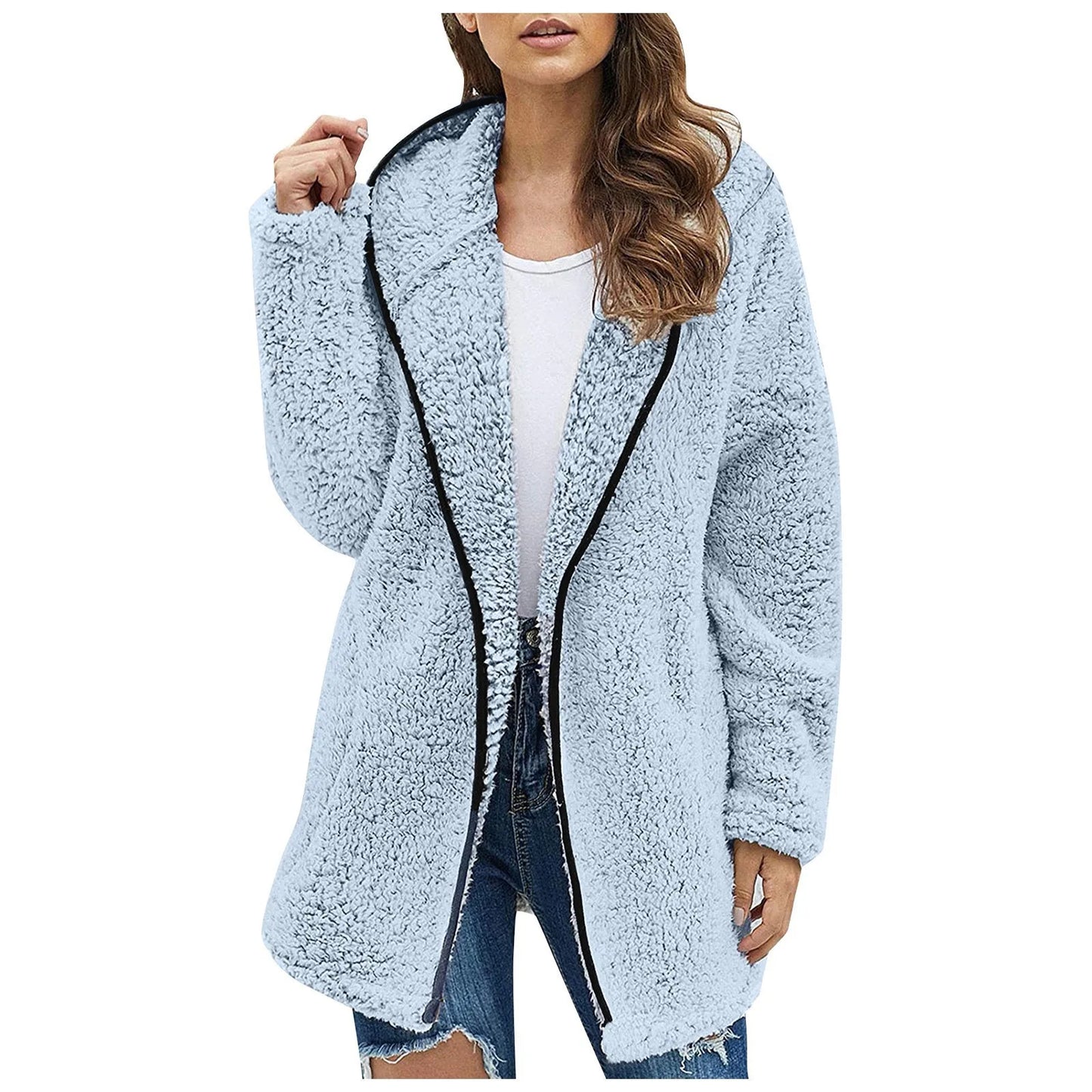 Stylish Women's Long Fashionable Fleece Jacket