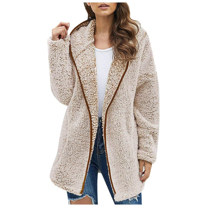 Stylish Women's Long Fashionable Fleece Jacket